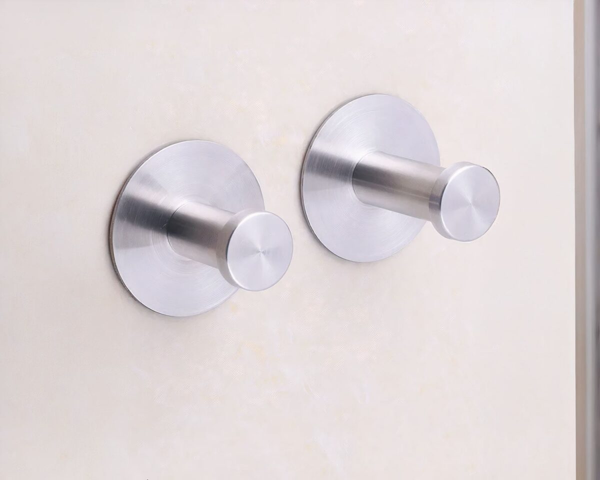 Crochet adhésif argenté 2 crochets argenté ronds