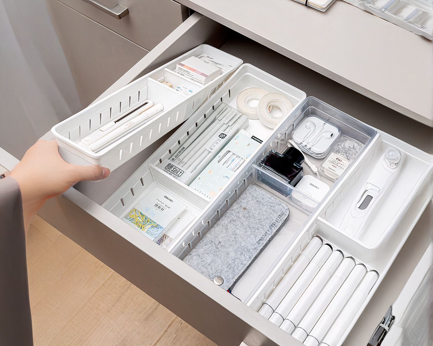 Boîte de rangement en plastique organiseur de tiroir