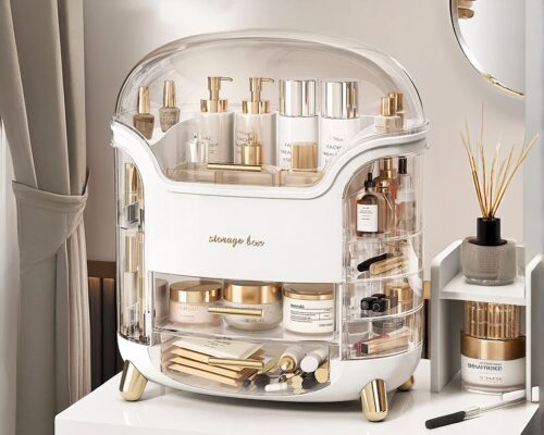 Boite de rangement organisateur de maquillage avec couvercle