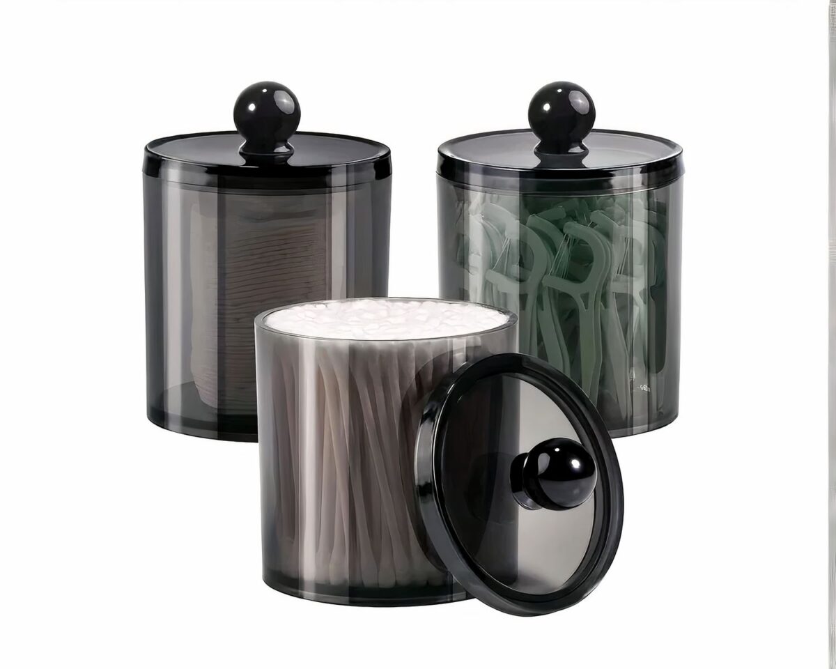 Boîte de rangement sphérique en plastique avec couvercle