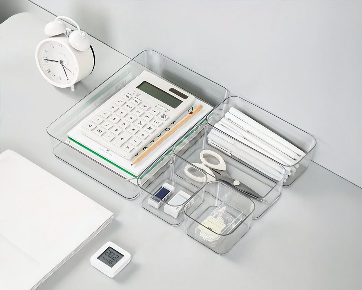 Boîte de rangement transparente en plastique pour tiroir