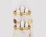 Etagère de douche d'angle dorée en aluminium brossé