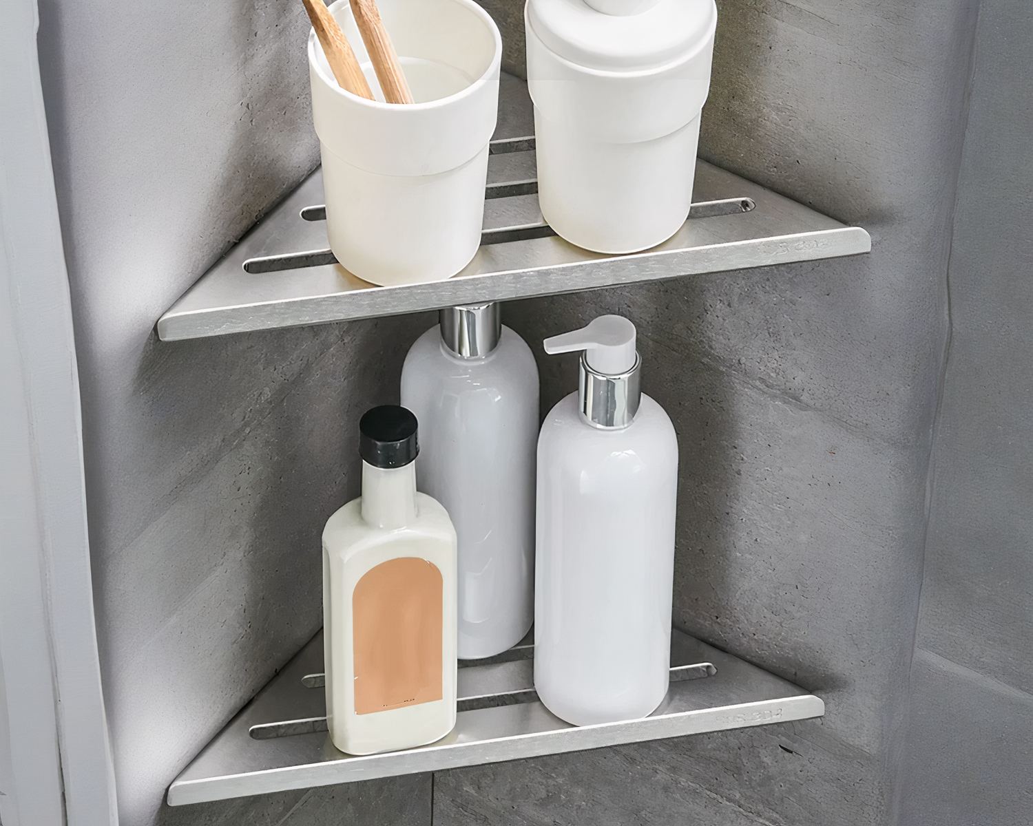 Etagère de douche d'angle en acier inoxydable