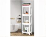 Etagère de salle de bain en bois blanc