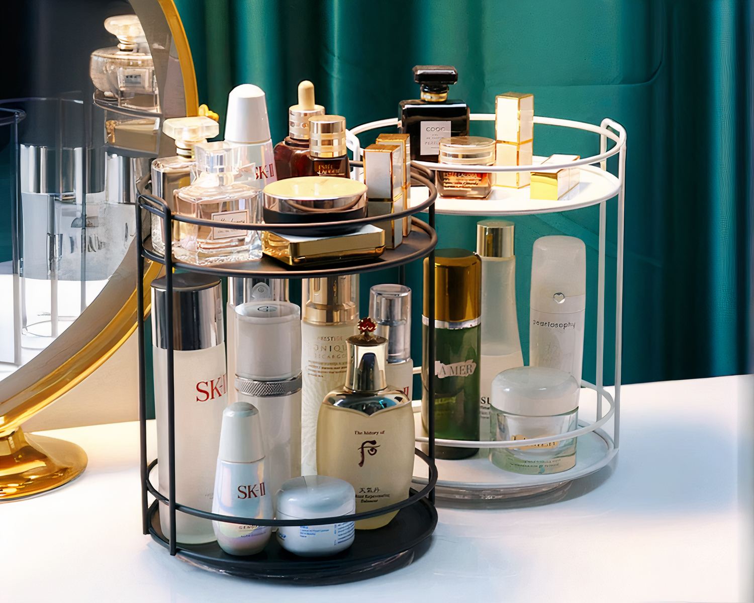 Étagère rotative en métal à double couche