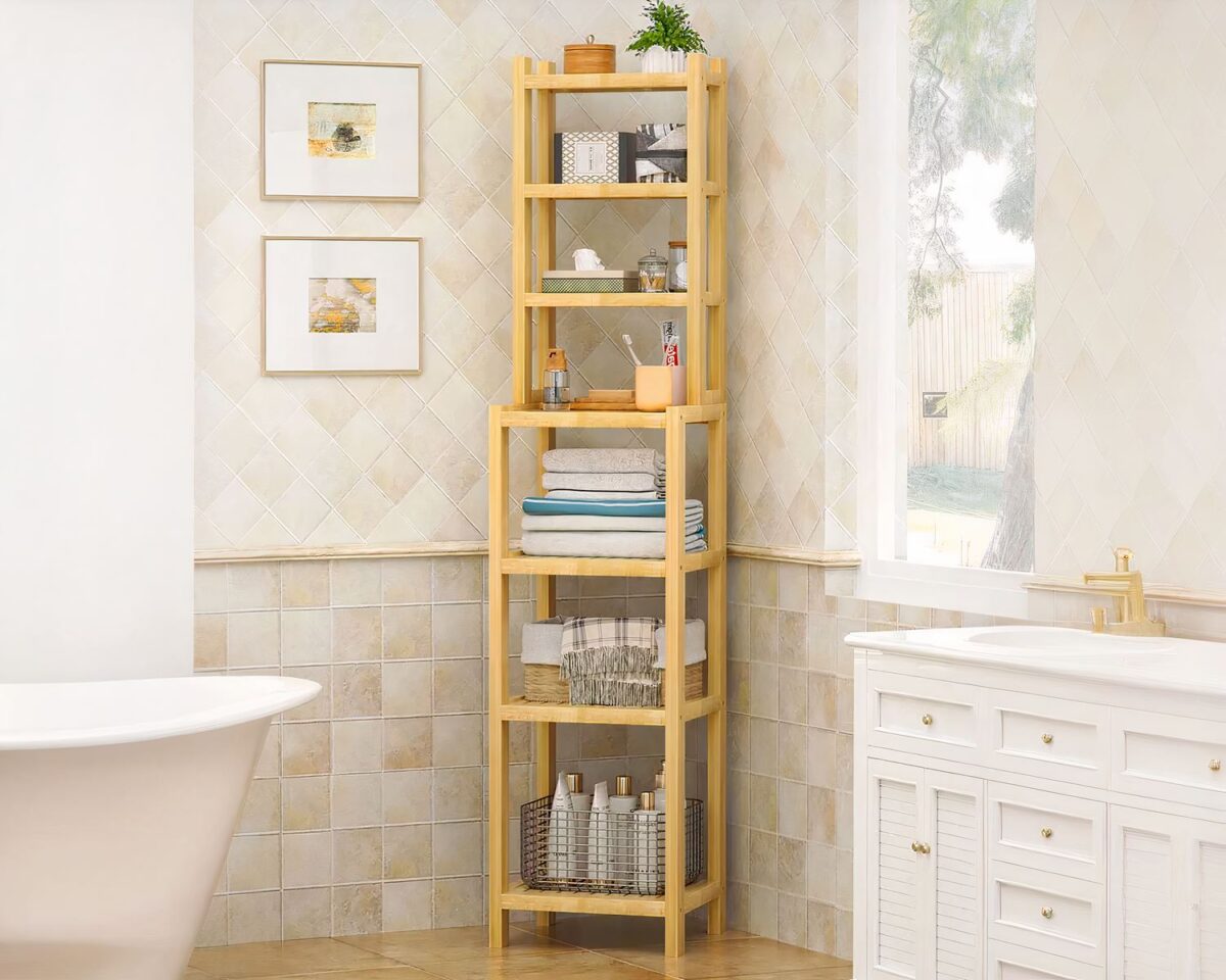 Etagère salle de bain en bambou à 7 niveaux