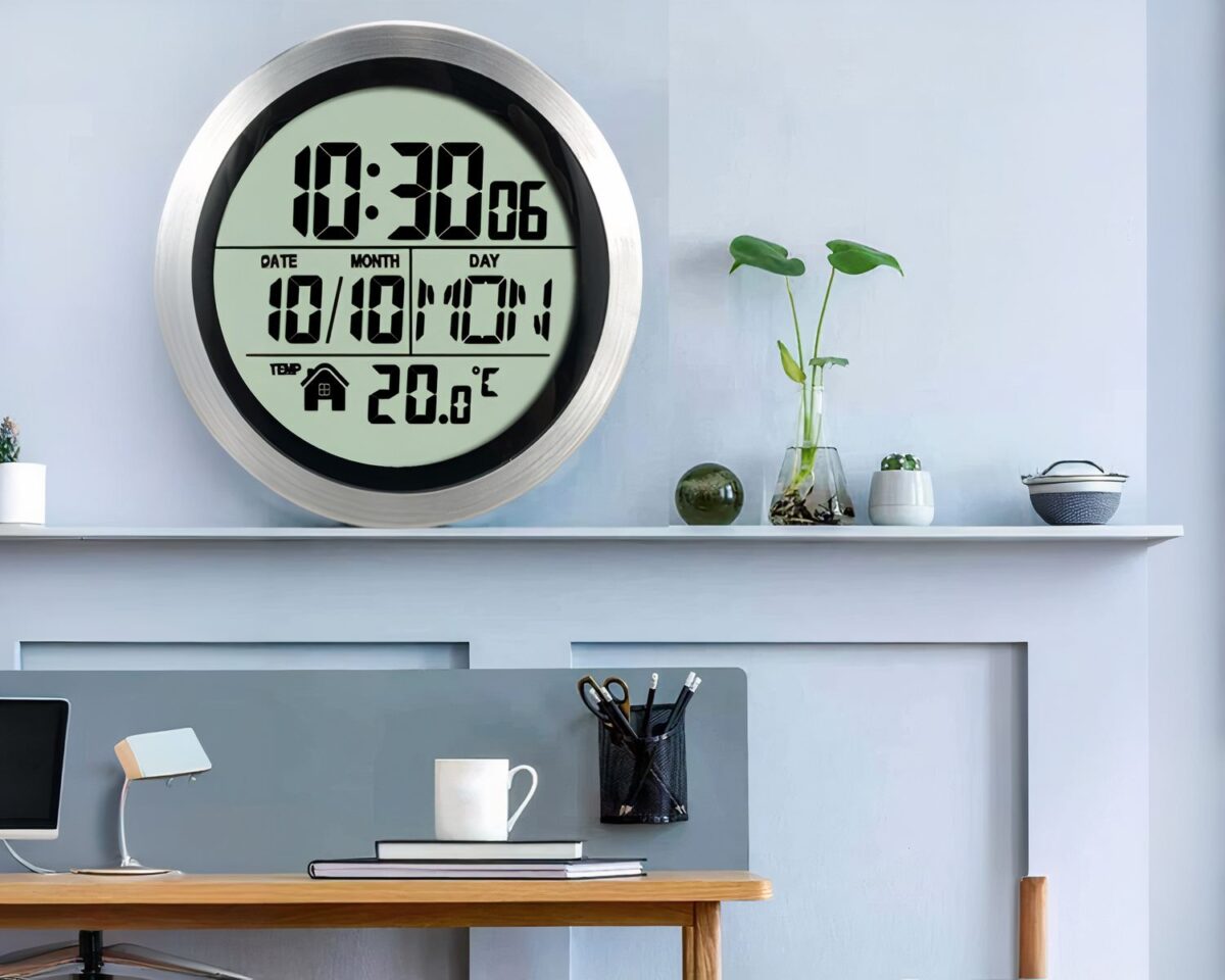 Horloge numérique avec ventouses pour la salle de bain