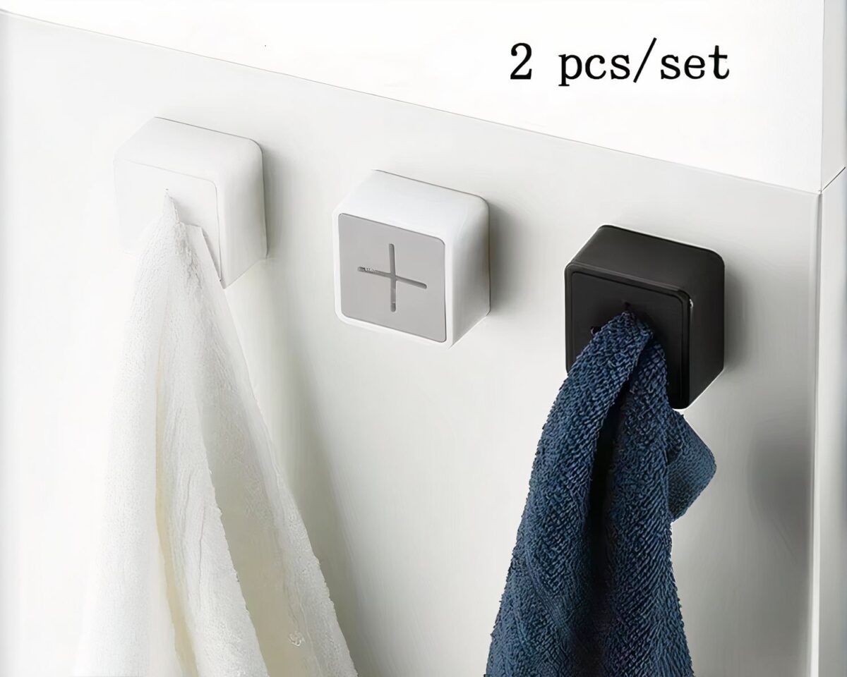 Lot de deux porte-serviettes auto-adhésifs muraux