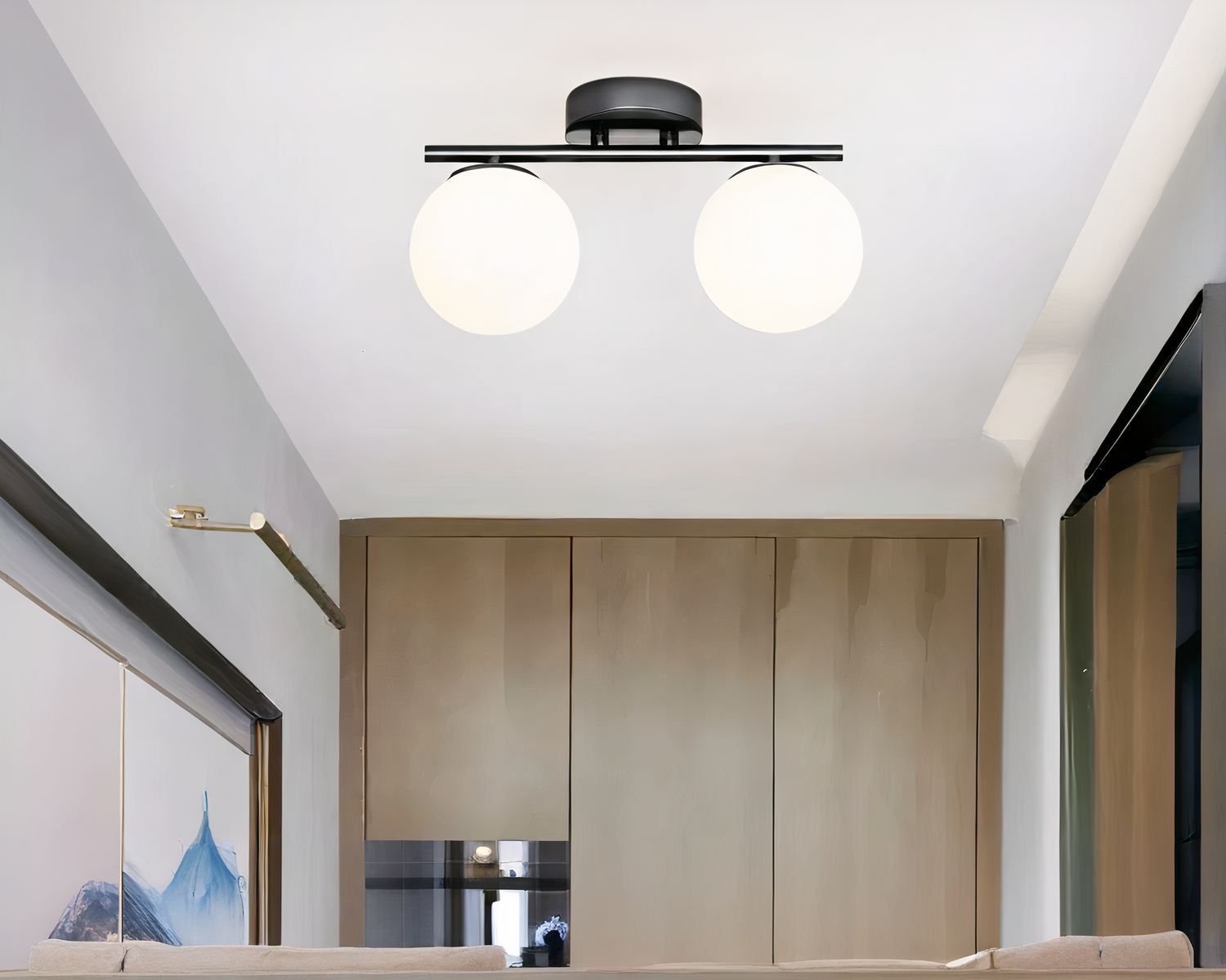 Luminaire en verre boules blanches