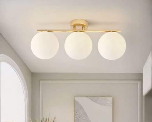 Luminaire en verre boules blanches
