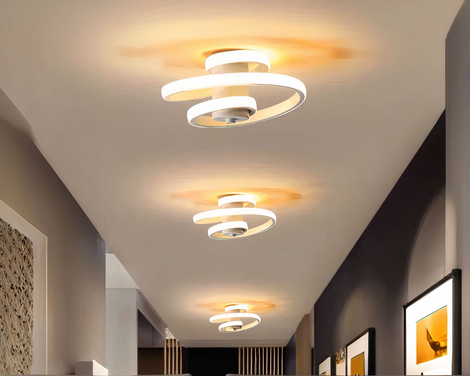 Lustre salle de bain plafonnier spirale