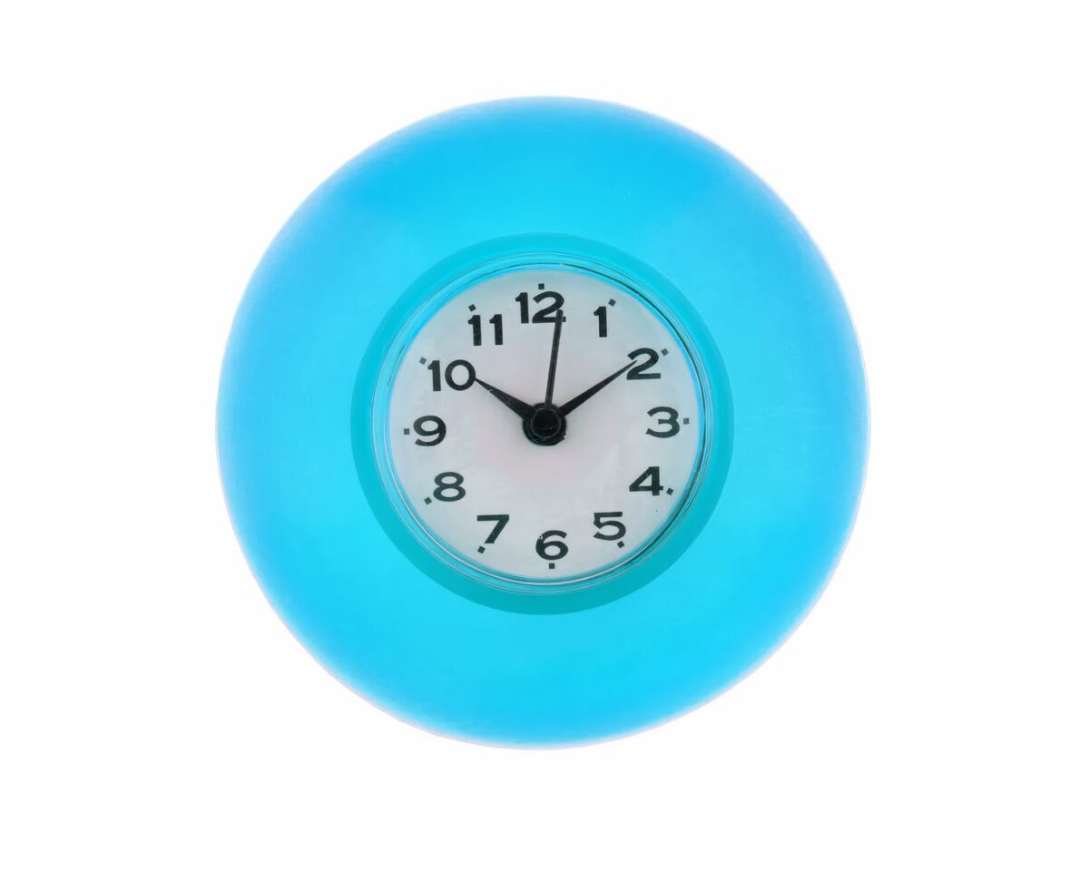 Mini horloge murale bleu de douche étanche avec ventouse