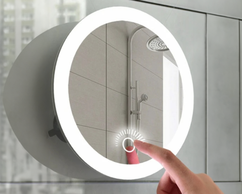 Miroir de maquillage lumineux avec ventouses