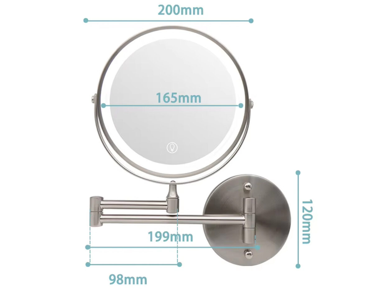 Miroir de maquillage lumineux et rotatif