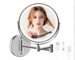 Miroir de maquillage sur fond blanc.