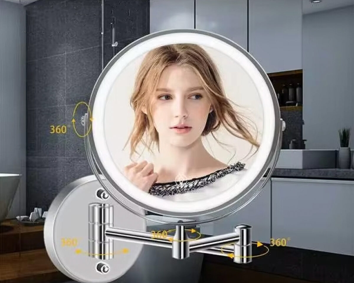 Miroir de maquillage lumineux et rotatif