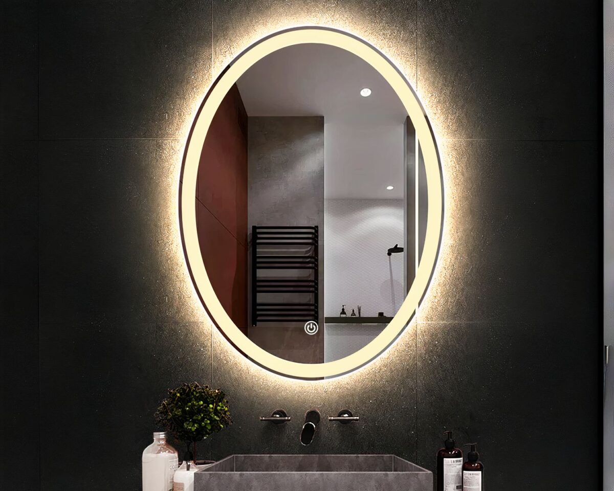 Miroir ovale connecté