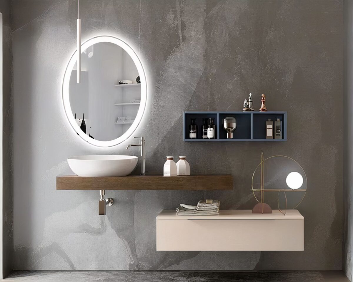 Miroir ovale connecté