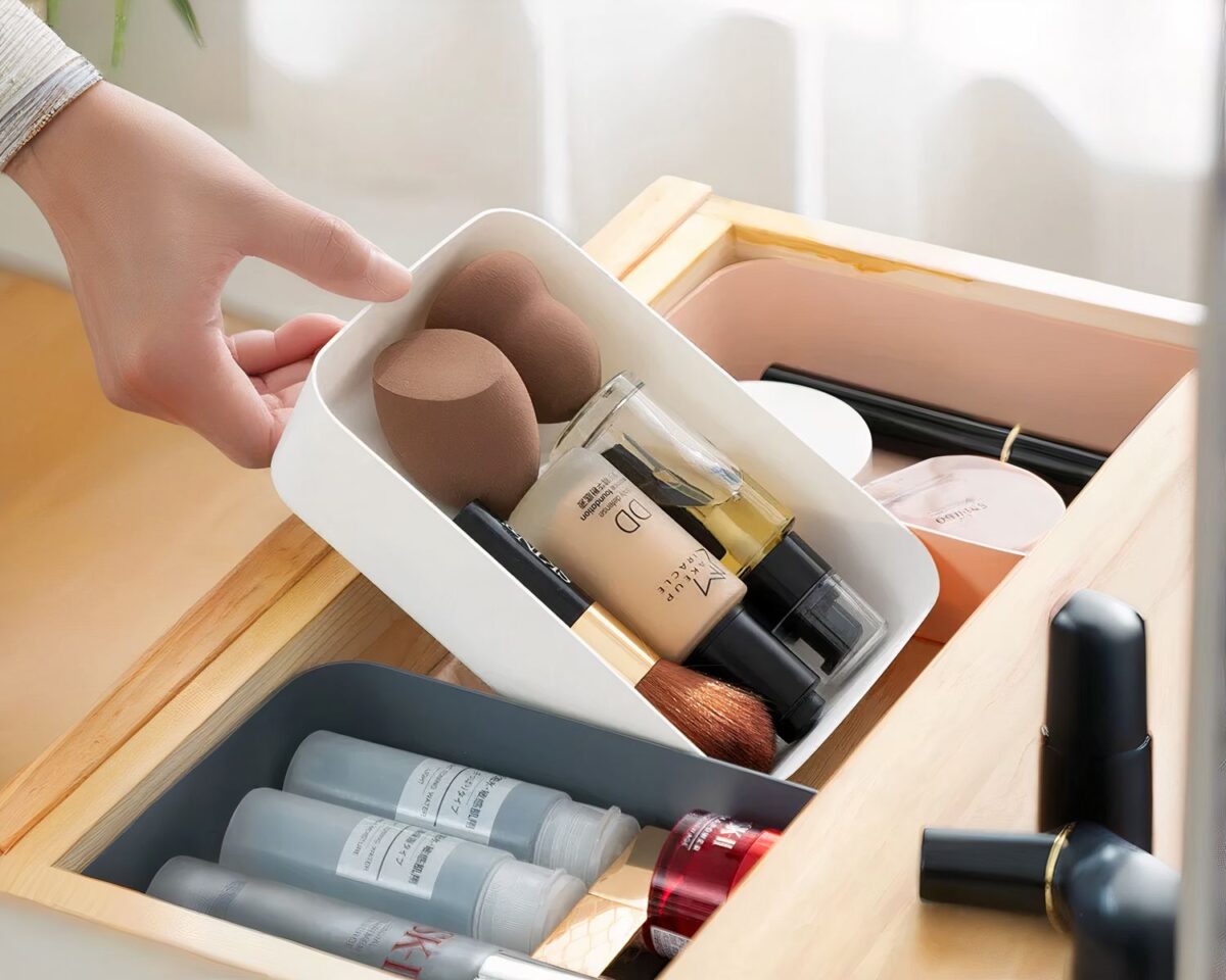 Organiseur de tiroir en plastique blanc plusieurs formes