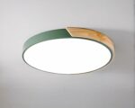 Plafonnier salle de bain circulaire bord en bois et couleur