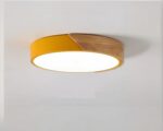 Plafonnier salle de bain circulaire bord en bois et couleur