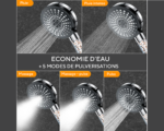 Pommeau de douche à économie d'eau et augmentation de la pression