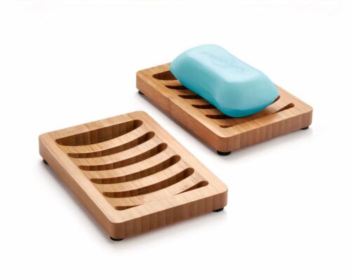 Lot De 2 Porte-Savon En Bambou Avec 2 Sacs - Support Pour Savon Solide Avec Bac D'égouttement Antidérapant - Pour Salle De Bain, Cuisine Et Douche - 11