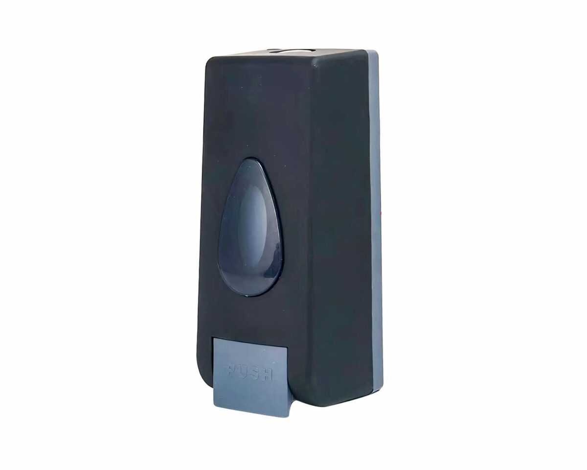 Porte-savon liquide mural bleu marine On voit un porte-savon liquide mural bleu marine