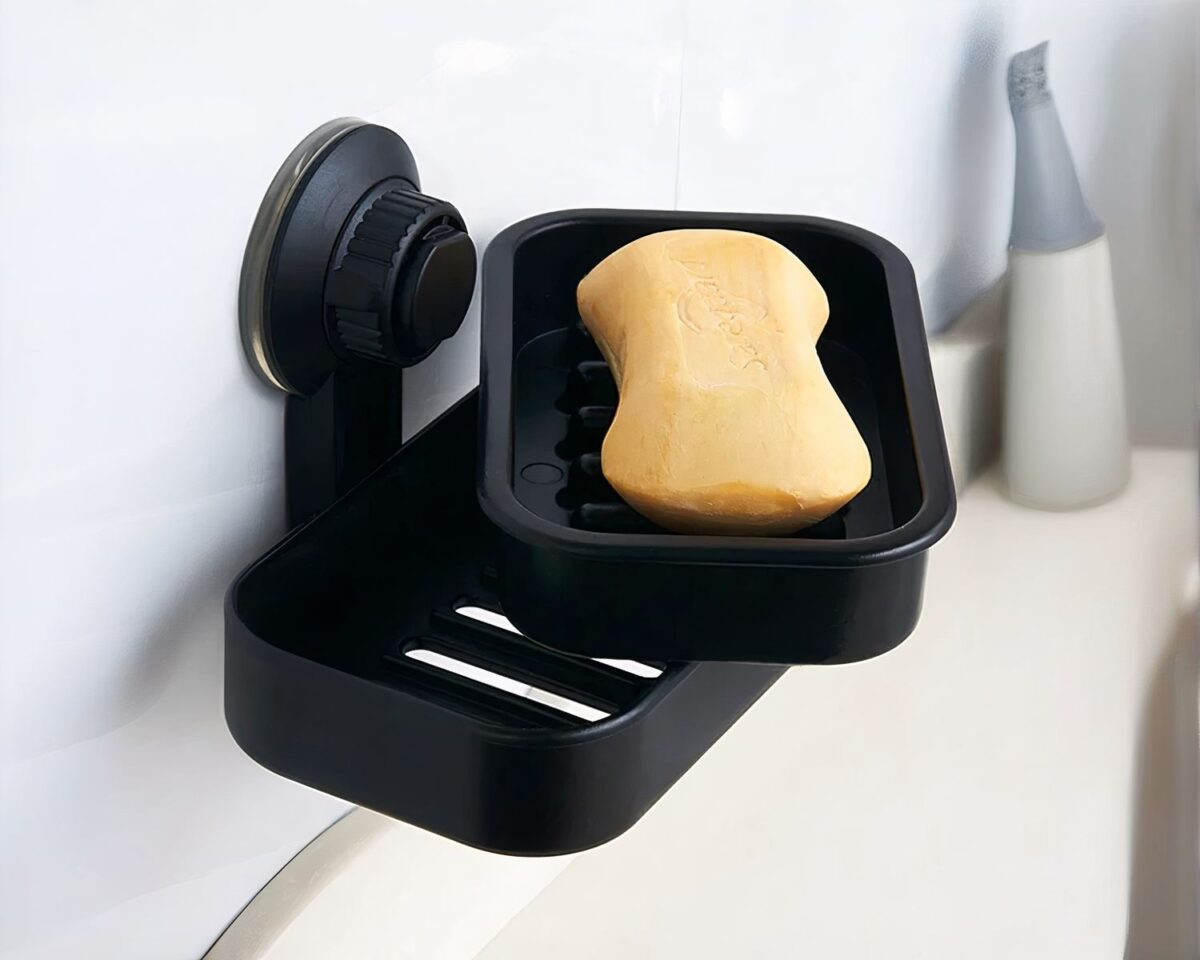 Porte-savon blanc ventouse design minimaliste chic blanc