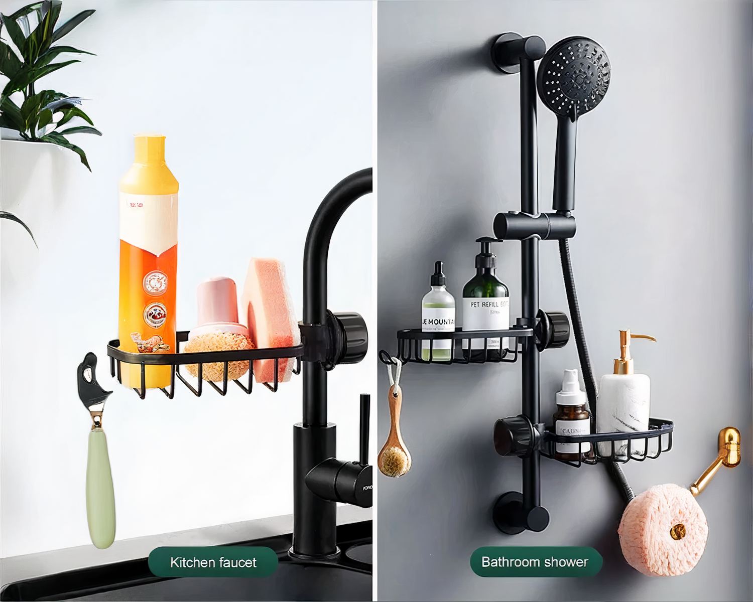 Etagère Douche Noir en Aluminium Serviteur de Douche sans Perçage Etagère Douche Noir en Aluminium Serviteur de Douche sans Perçage