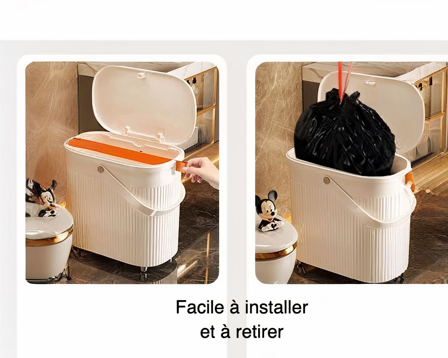 Poubelle salle de bain à grande poignée