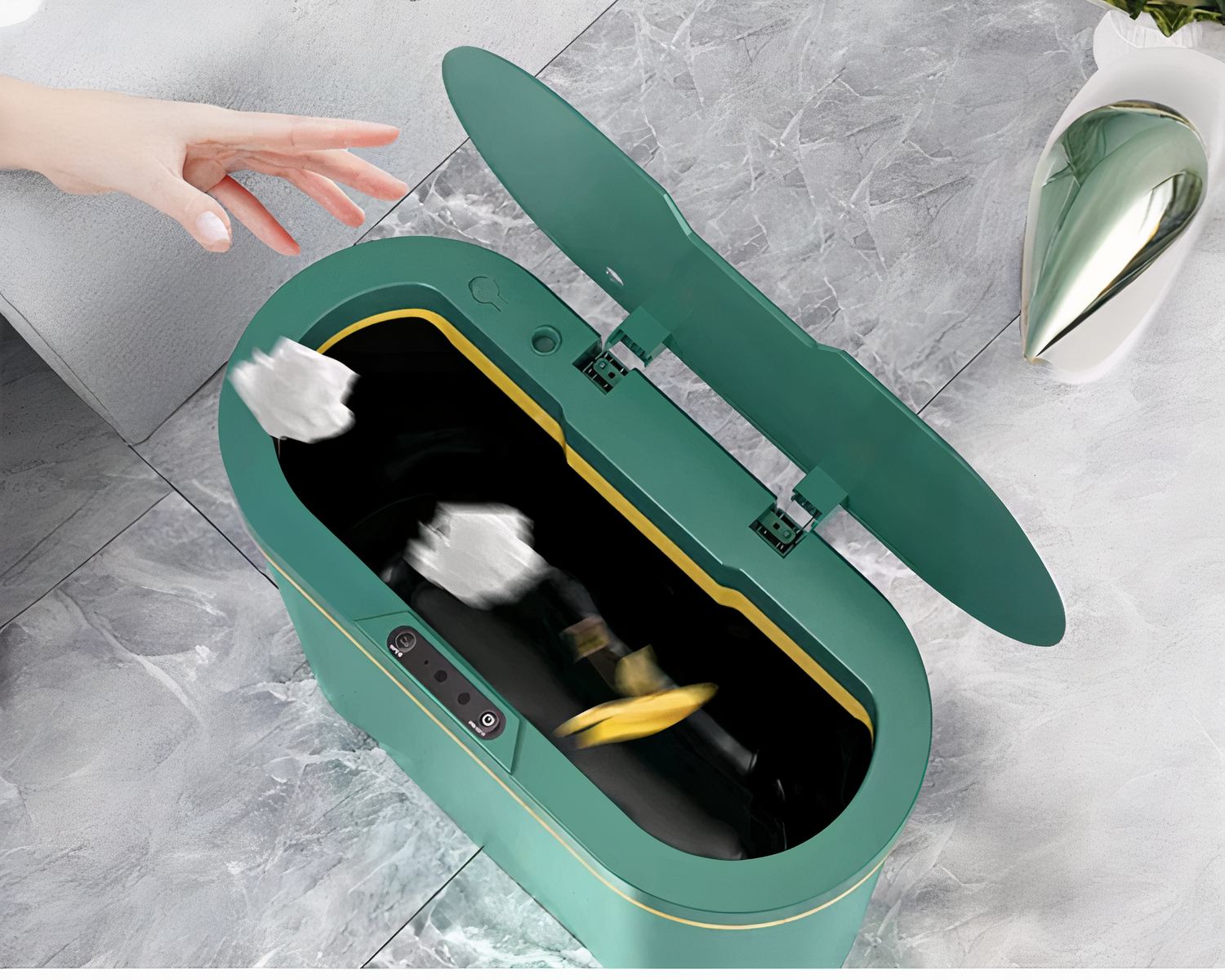 Générique Poubelle Automatique Sans Contac-t | Poubelle Électrique En Plastique | Poubelle Intelligente Avec Détecteur De Mouvement Et Couvercle Pour Salon, Chambre, Bureau, Cuisine