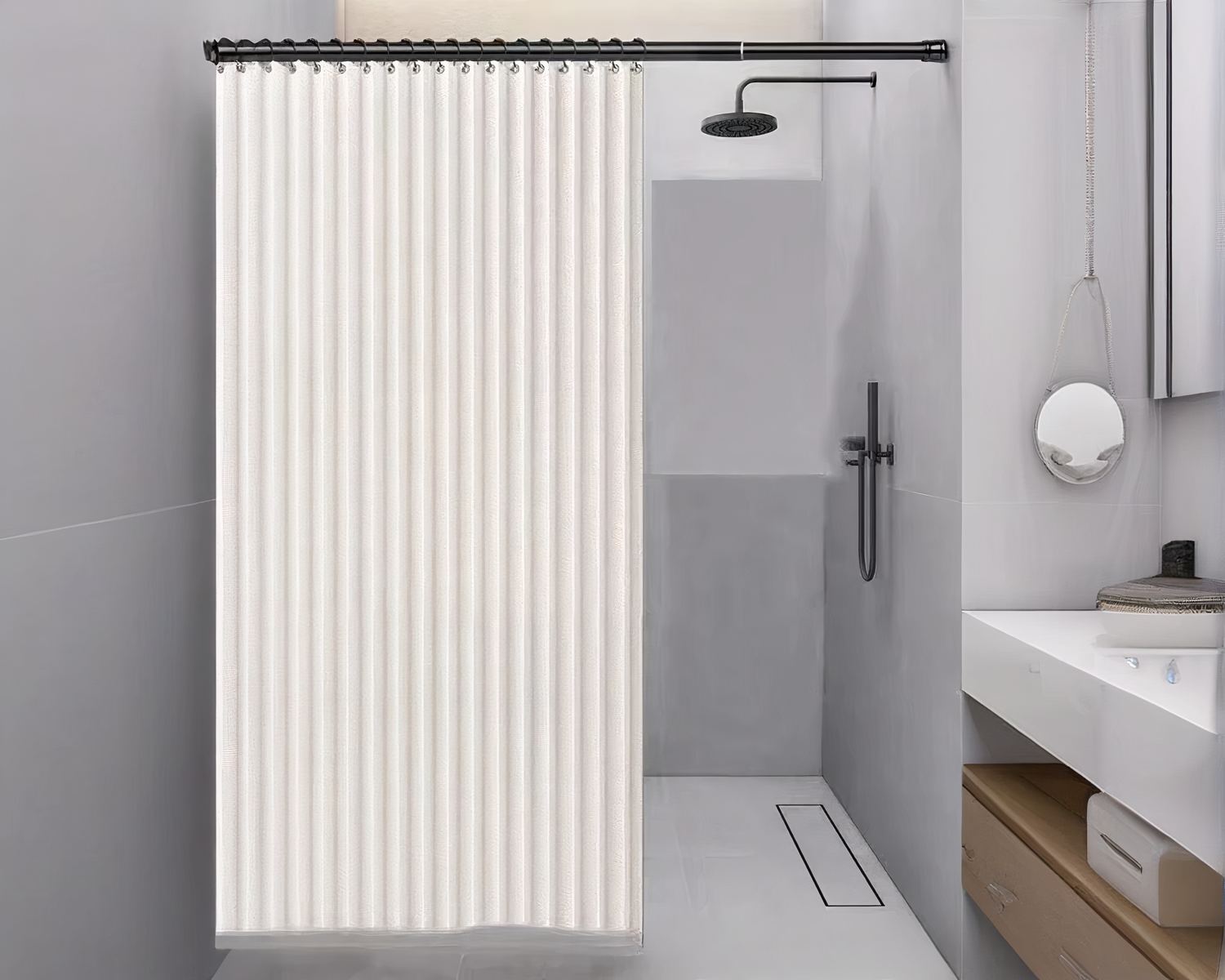 Rideau de douche magnétique en lin