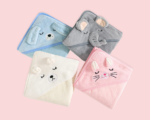 Serviette de bain à capuche tête d'animal pour bébé