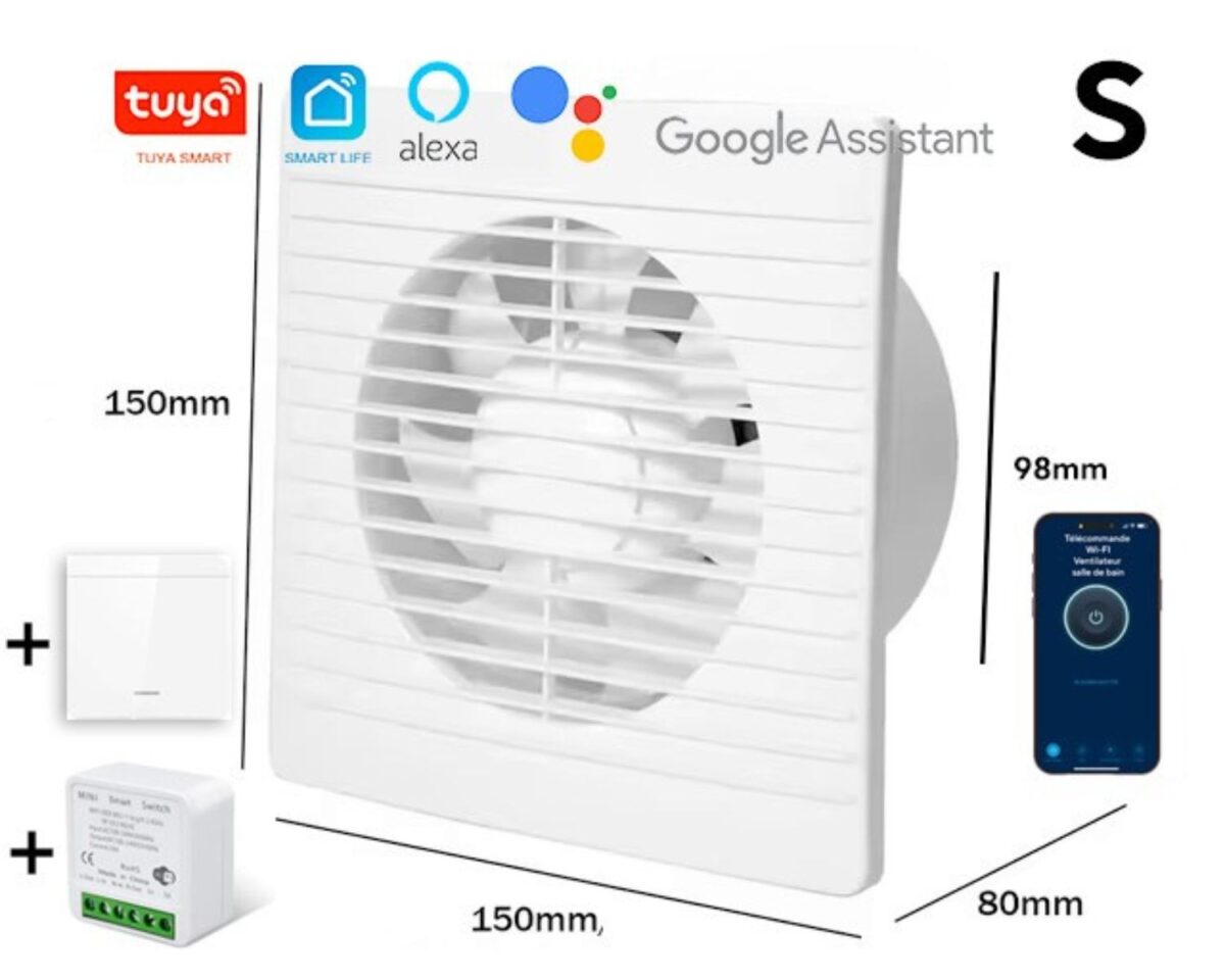 Ventilateur extracteur salle de bain à télécommande connecté
