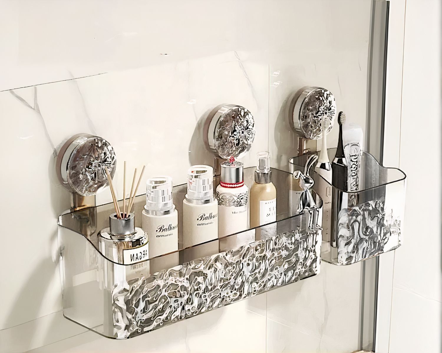 Étagère murale salle de bain à ventouse