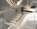 Étagère murale salle de bain à ventouse transparente effet givré