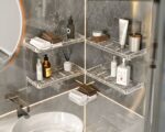 Étagère murale salle de bain à ventouse transparente effet givré