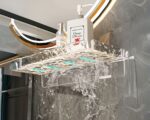 Étagère murale salle de bain à ventouse transparente effet givré