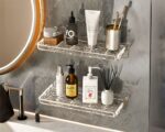 Étagère murale salle de bain à ventouse transparente effet givré