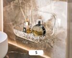 Étagère murale salle de bain adhésive transparente