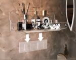 Étagère murale salle de bain adhésive transparente
