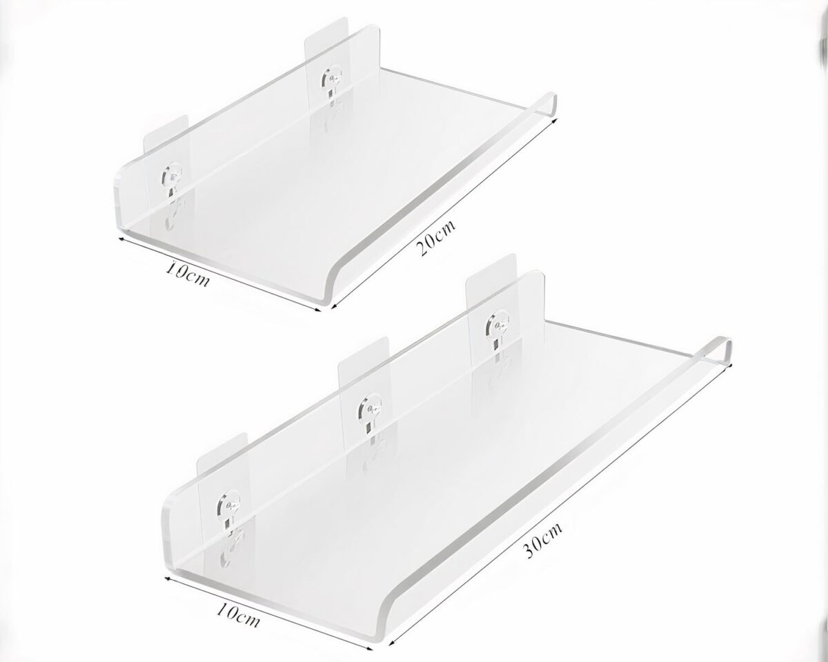 Étagère murale salle de bain en acrylique auto-adhésive