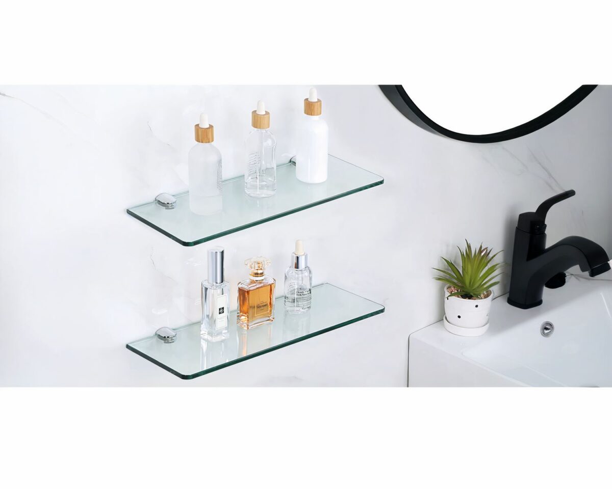 Etagère murale salle de bain en verre