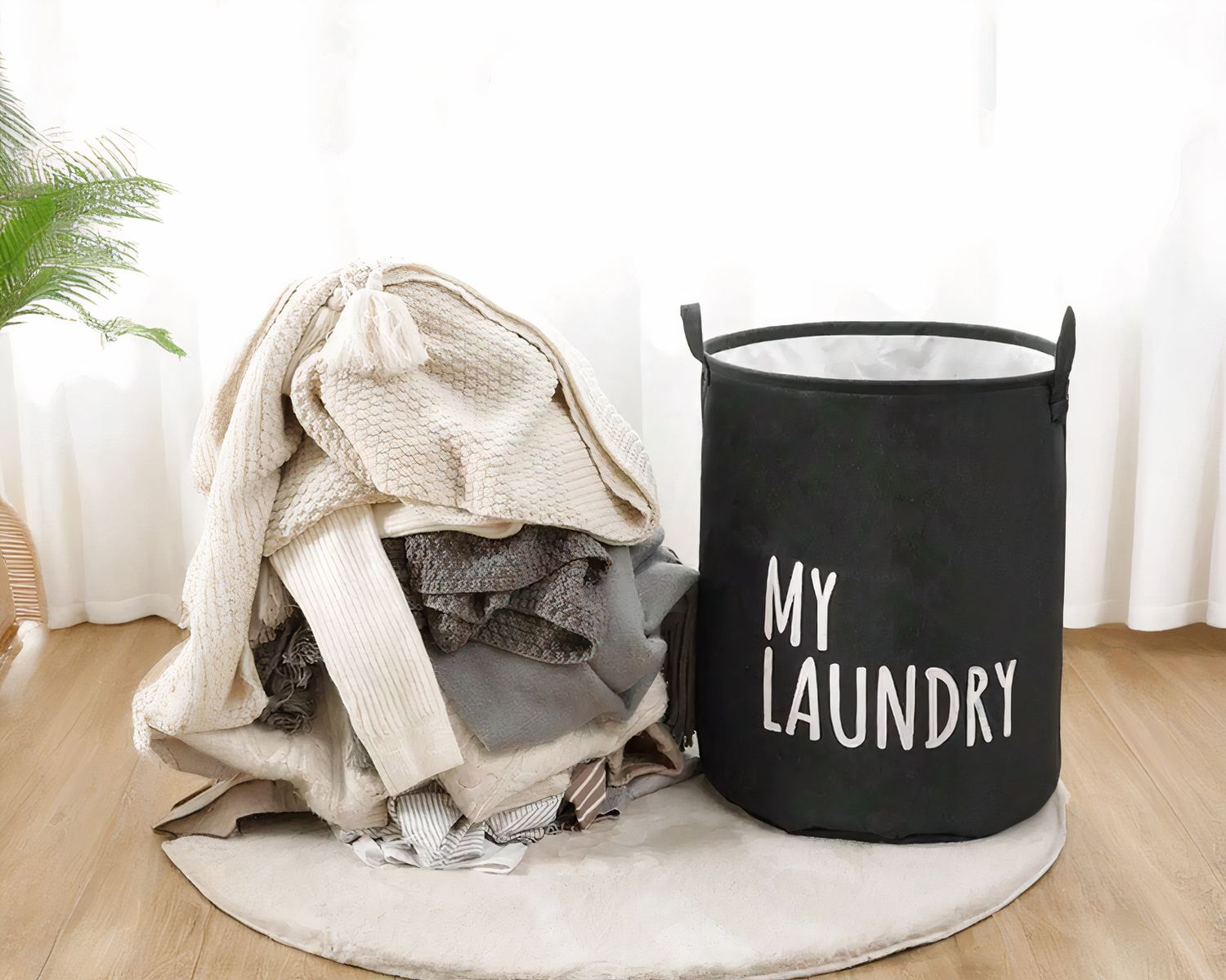 Panier à linge pliable et design en tissu