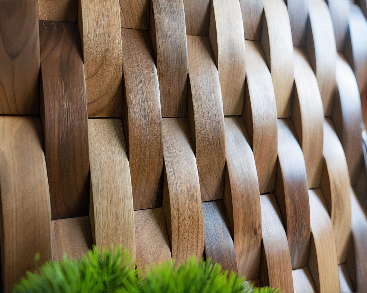 Panneau mural pour salle de bain style mozaïque en bois