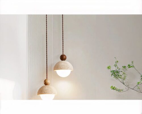 Petit lustre salle de bain style Wabi Sabi