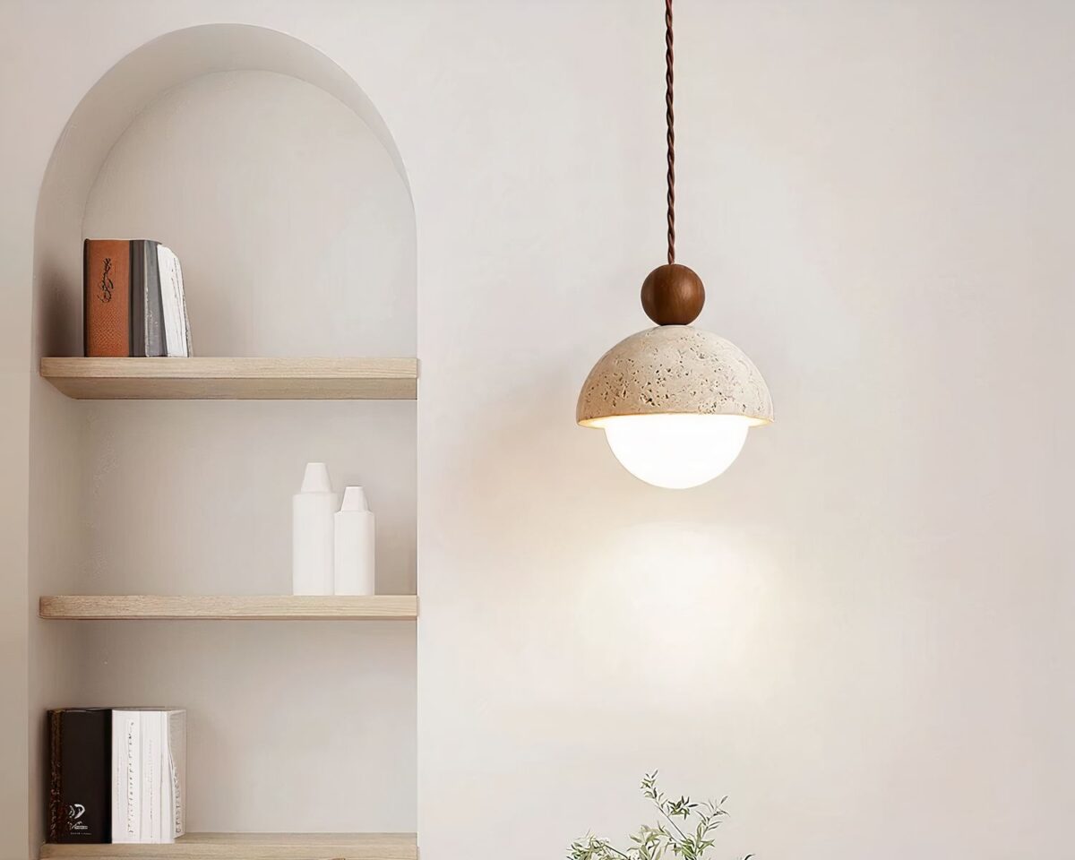 Petit lustre salle de bain style Wabi Sabi