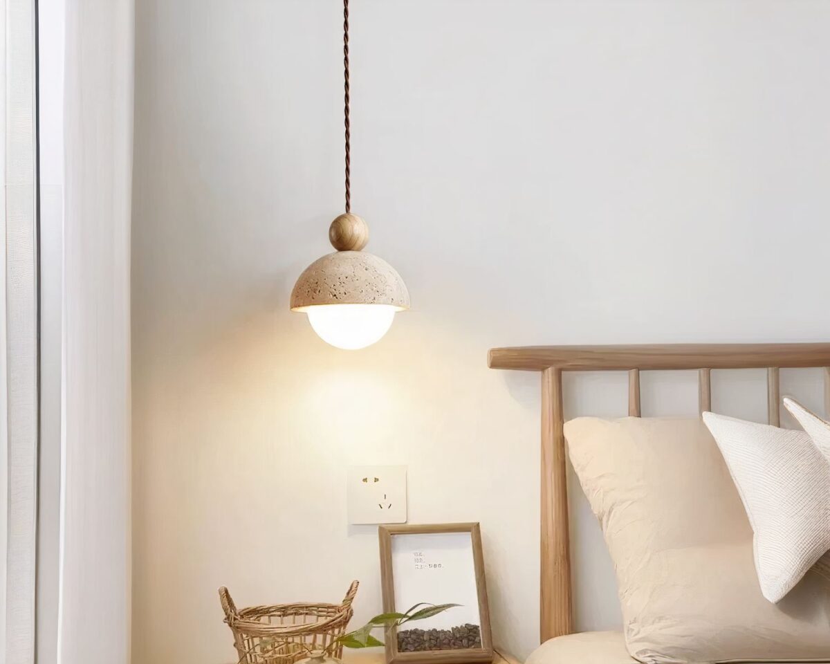 Petit lustre salle de bain style Wabi Sabi