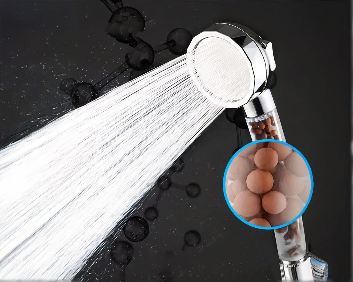 Pommeau de douche anti-calcaire avec billes
